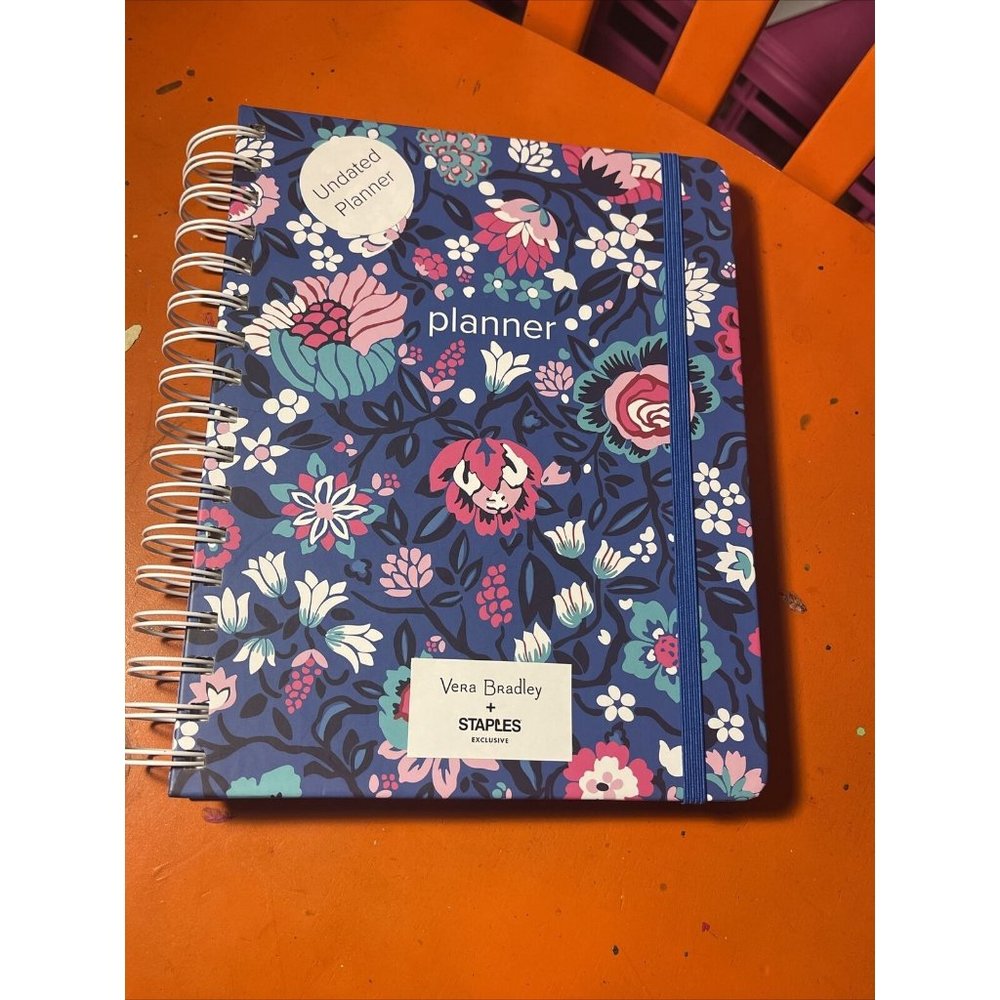 Vera Bradley Bloom Berry Undated Daily Planner w/Carryall Duo Pouch New